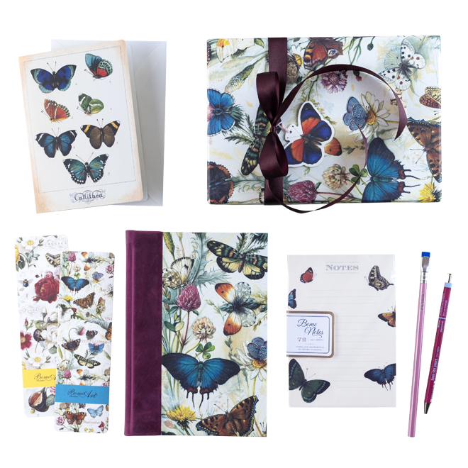 Bomo Art - Bomo Gift Set - With Half-Leather Bound Journal - Butterflies