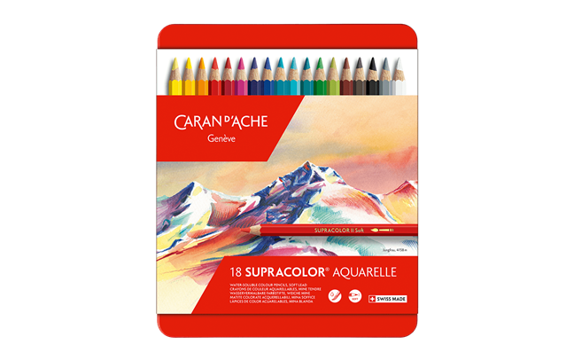 Caran d'Ache - Set of 18 Colored Pencils Supracolor™ Aquarelle in Metal Box