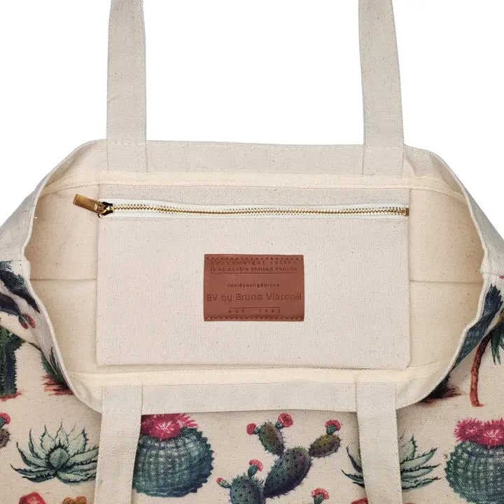 BV by Bruno Visconti - Tote Bag Canvas -Green Cactus