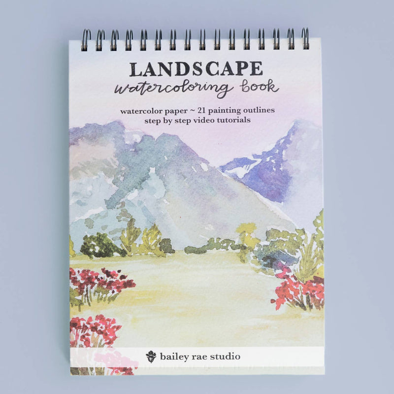bailey rae studio - Landscape watercoloring book - outlines with video tutorials