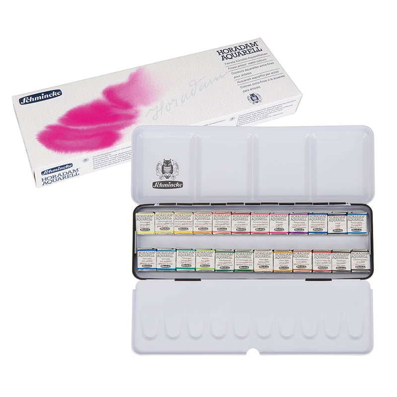 Schmincke - Horadam Aquarell - Watercolor Metal Set of 24 Half Pans