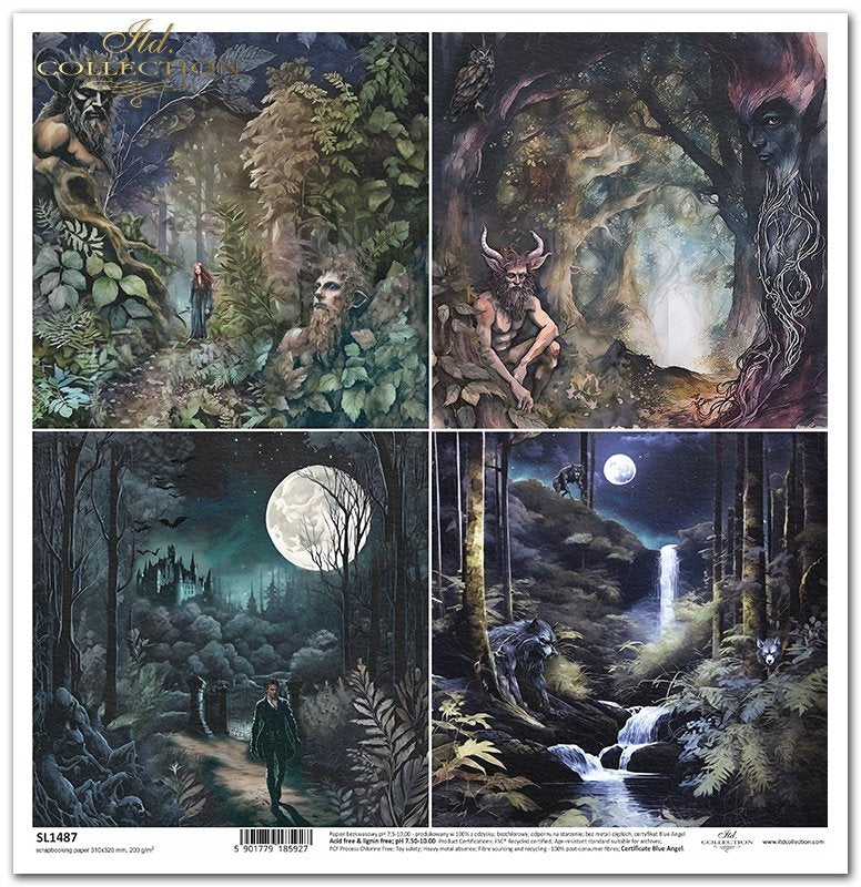 ITD Collection - Mysterious Creatures SL1487 - Scrapbooking Single Sheet