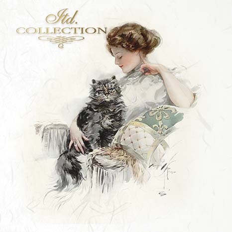 ITD Collection - Rice Paper Set Mini - Vintage Women and Cats
