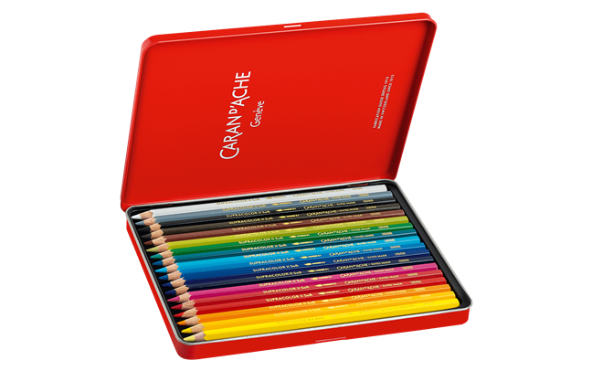 Caran d'Ache - Set of 18 Colored Pencils Supracolor™ Aquarelle in Metal Box
