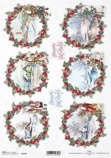 ITD Collection - Christmas Wreaths #3 - Rice Paper