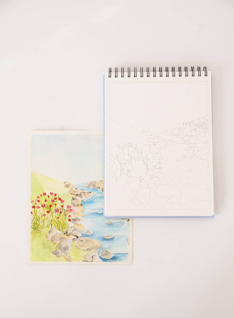 bailey rae studio - Landscape watercoloring book - outlines with video tutorials