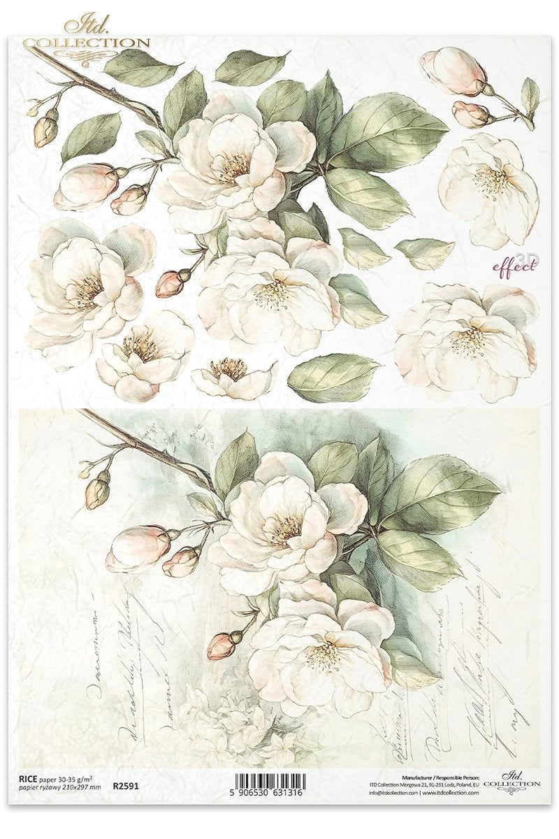 ITD Collection - Floral Shabby Chic - Rice Paper - R2591