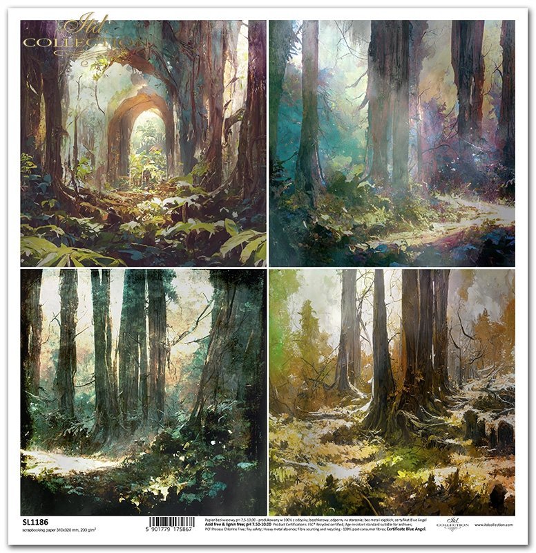 ITD Collection - Mysterious Forest 4 Pack - Scrapbooking Single Sheet