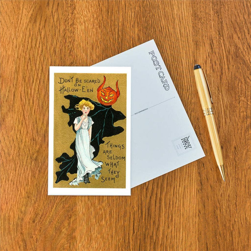 Found Image Press - Postcard - Halloween, Girl and Jack O'Lantern Goblin