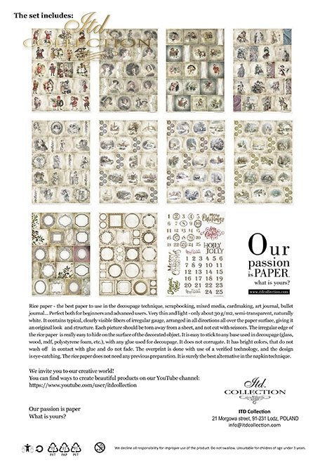 ITD Collection - Vintage Advent Calendar Rice Paper Set