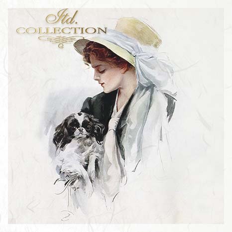 ITD Collection - Rice Paper Set Mini - Vintage Women and Dogs