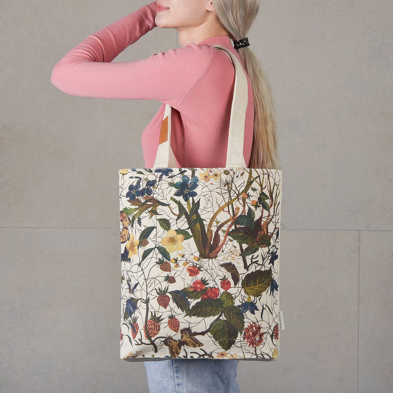 BV by Bruno Visconti - Canvas Shopper Bag - Forest Flowers on White