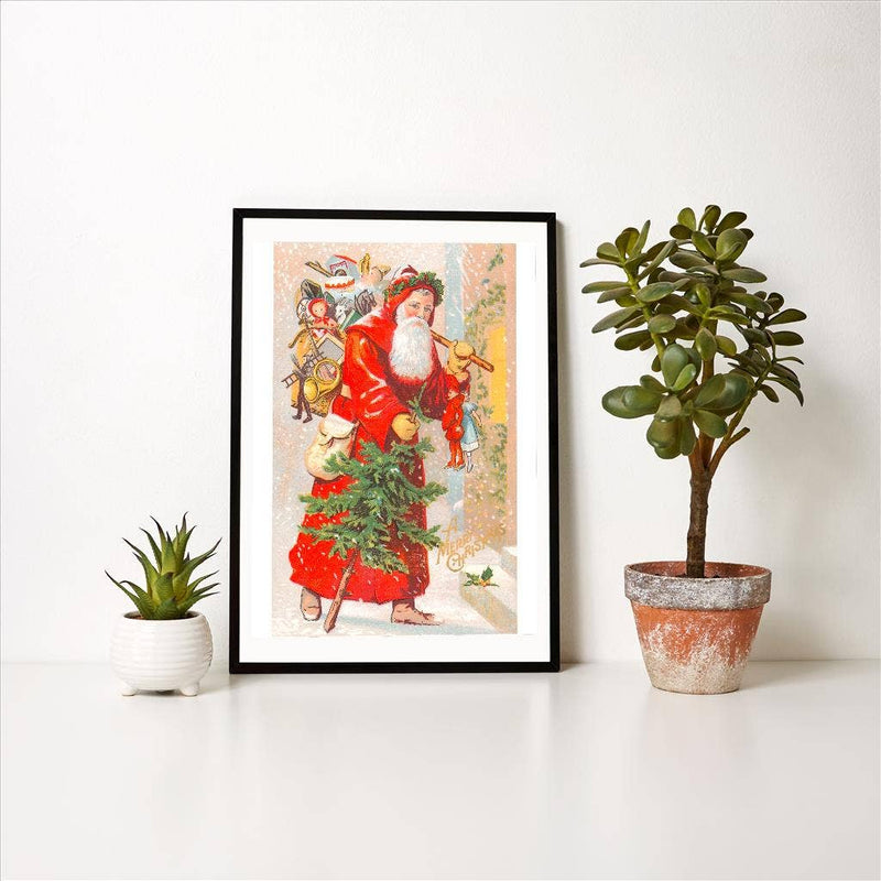 Found Image Press - Art Print - A Merry Christmas, Santa with Toys and Tree