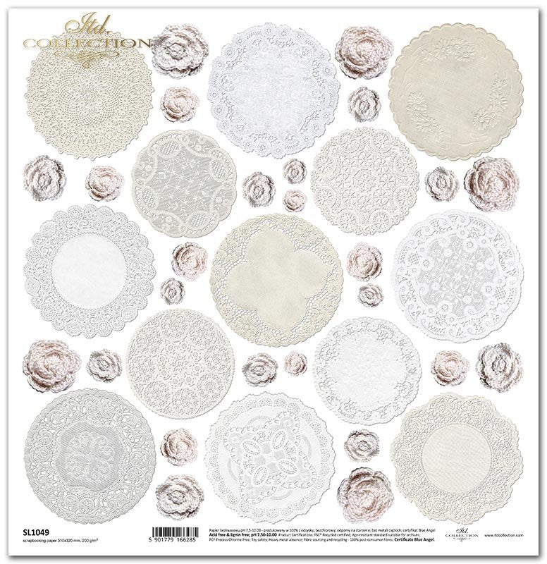 ITD Collection - Ephemeral Moments - Lace - Scrapbooking Single Sheet