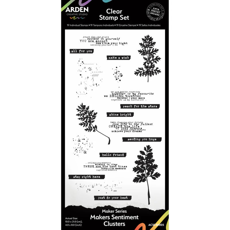 Arden Creative Studio - Maker Series Maker's Sentiment Clusters 4 in x 8 in Clear Stamp Set