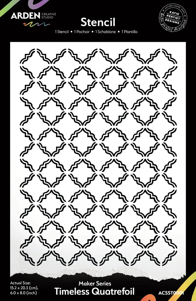 Arden Creative Studio - Maker Series Timeless Quatrefoil 6in x 8in Stencil