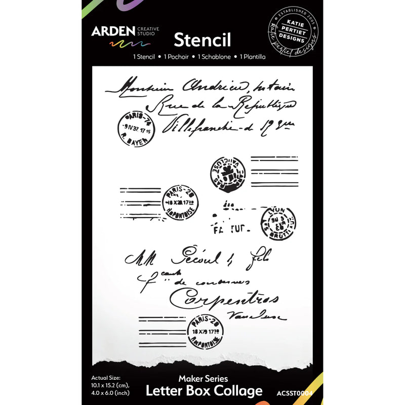 Arden Creative Studio - Maker Series Letter Box Collage 4in x 6in Stencil