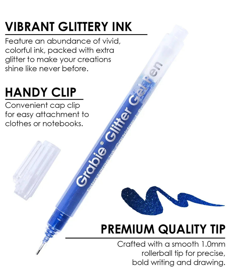 Grabie - Jumbo Iridescent Glitter Gel Ink Pen Set Of 18