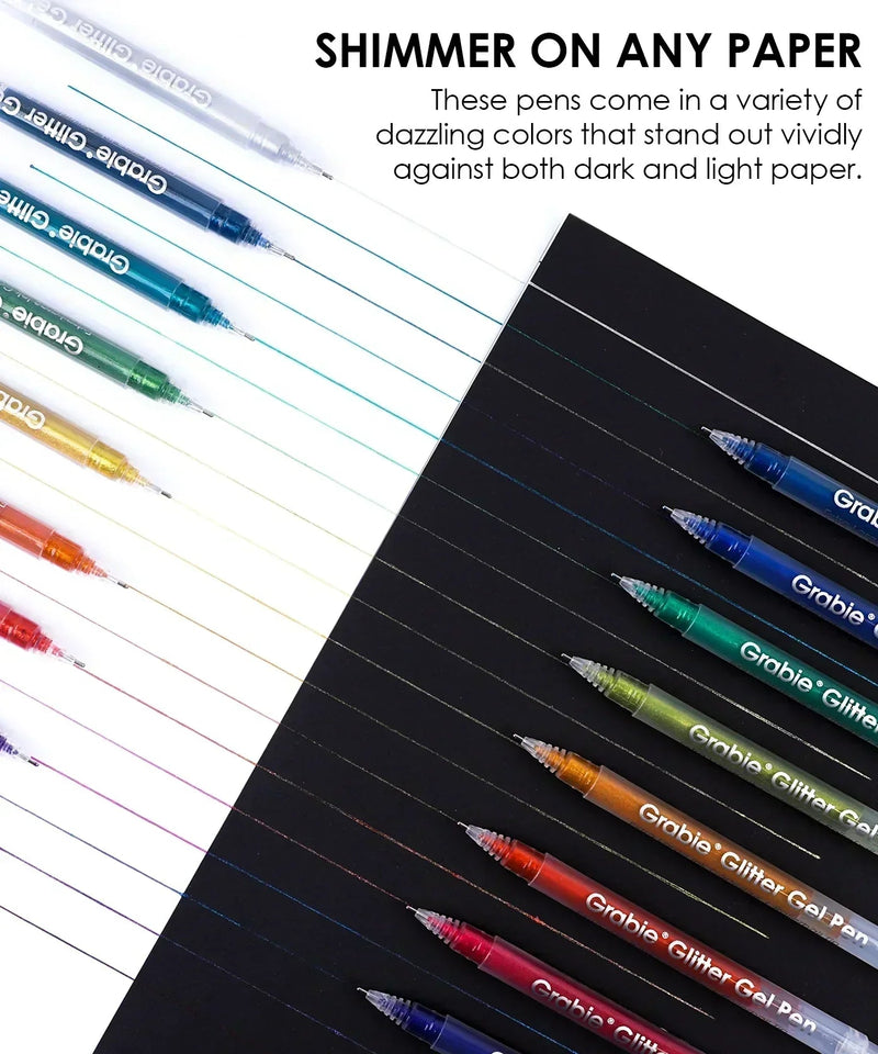 Grabie - Jumbo Iridescent Glitter Gel Ink Pen Set Of 18