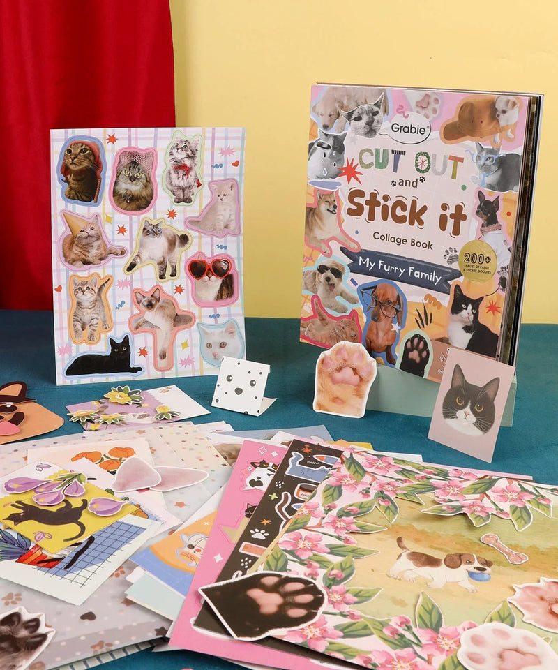 Grabie - My Furry Family Collage Activity Book