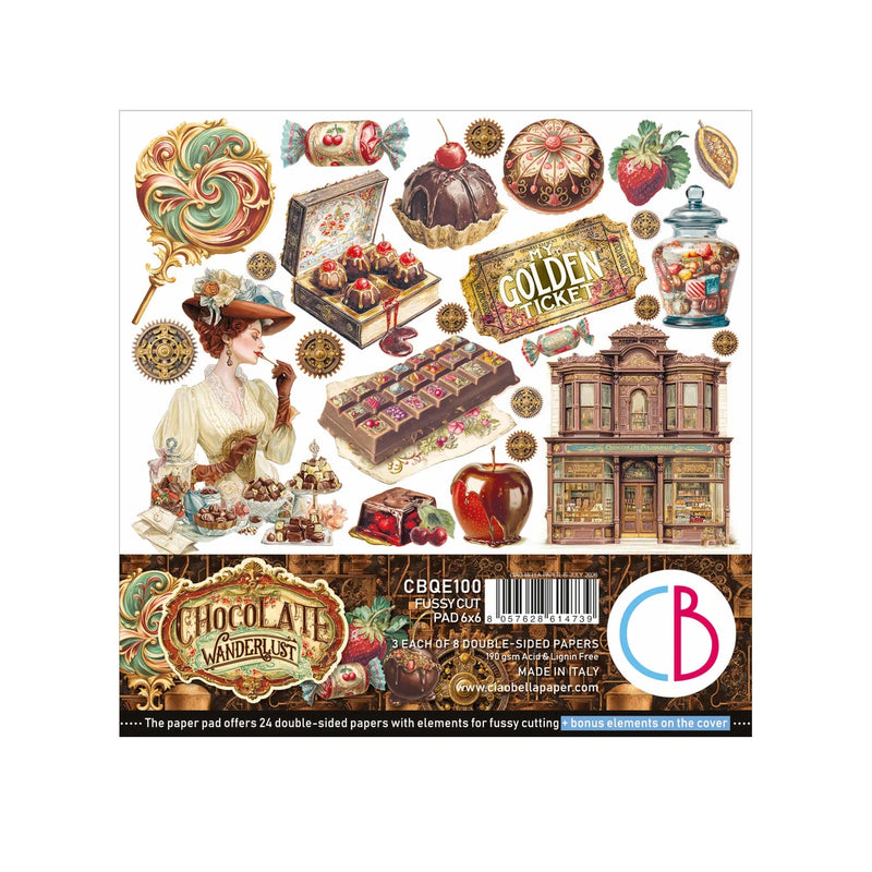 Ciao Bella - Chocolate Wanderlust - Fussy Cut Pad 6"x6"