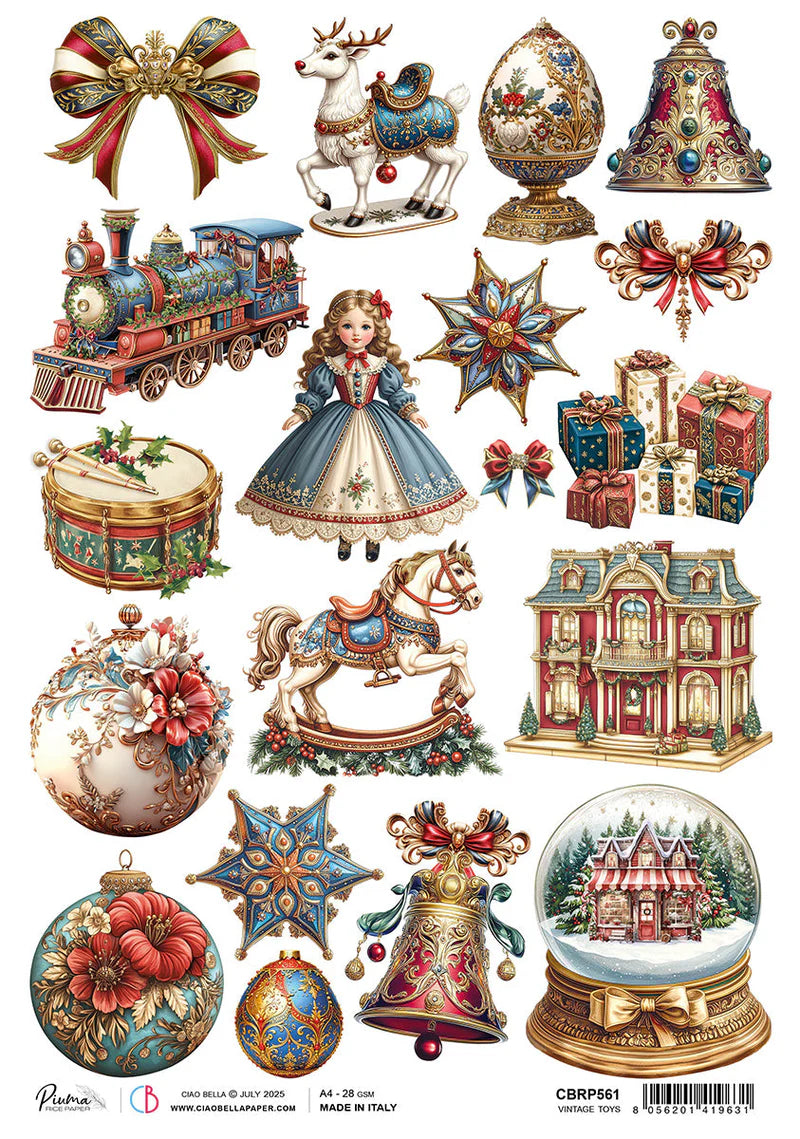 Ciao Bella - Toy Shop - Rice Paper - A4 Vintage Toys