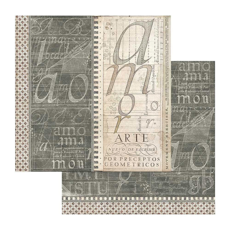 Stamperia - 12 x 12 Double Sided Paper - Calligraphy Book