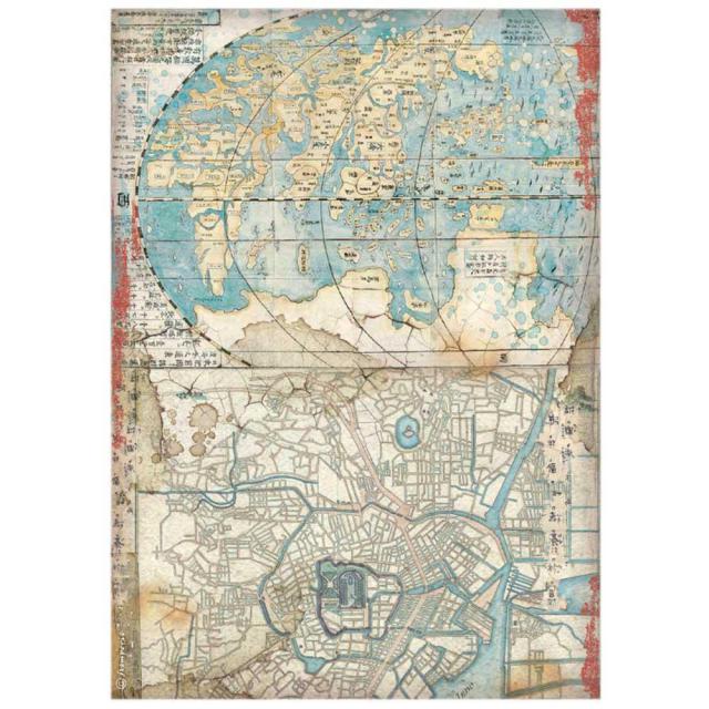 Stamperia - Sir Vagabond Aviator Collection - A4 Rice Paper - In Japan Map