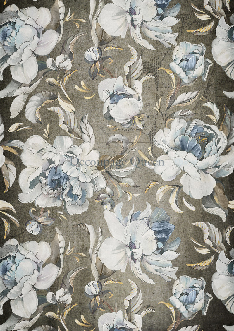 Decoupage Queen - Blue Peonies Vellum Paper