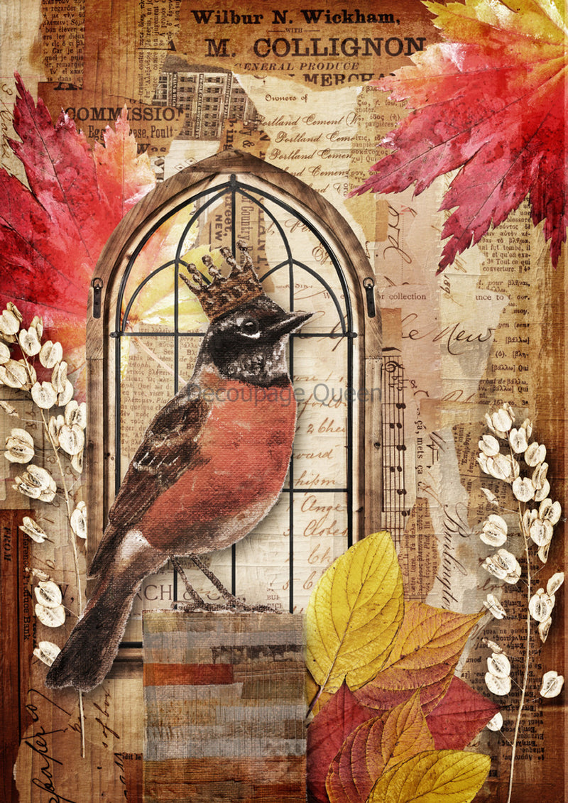 Decoupage Queen - Crowned Robin Rice Paper