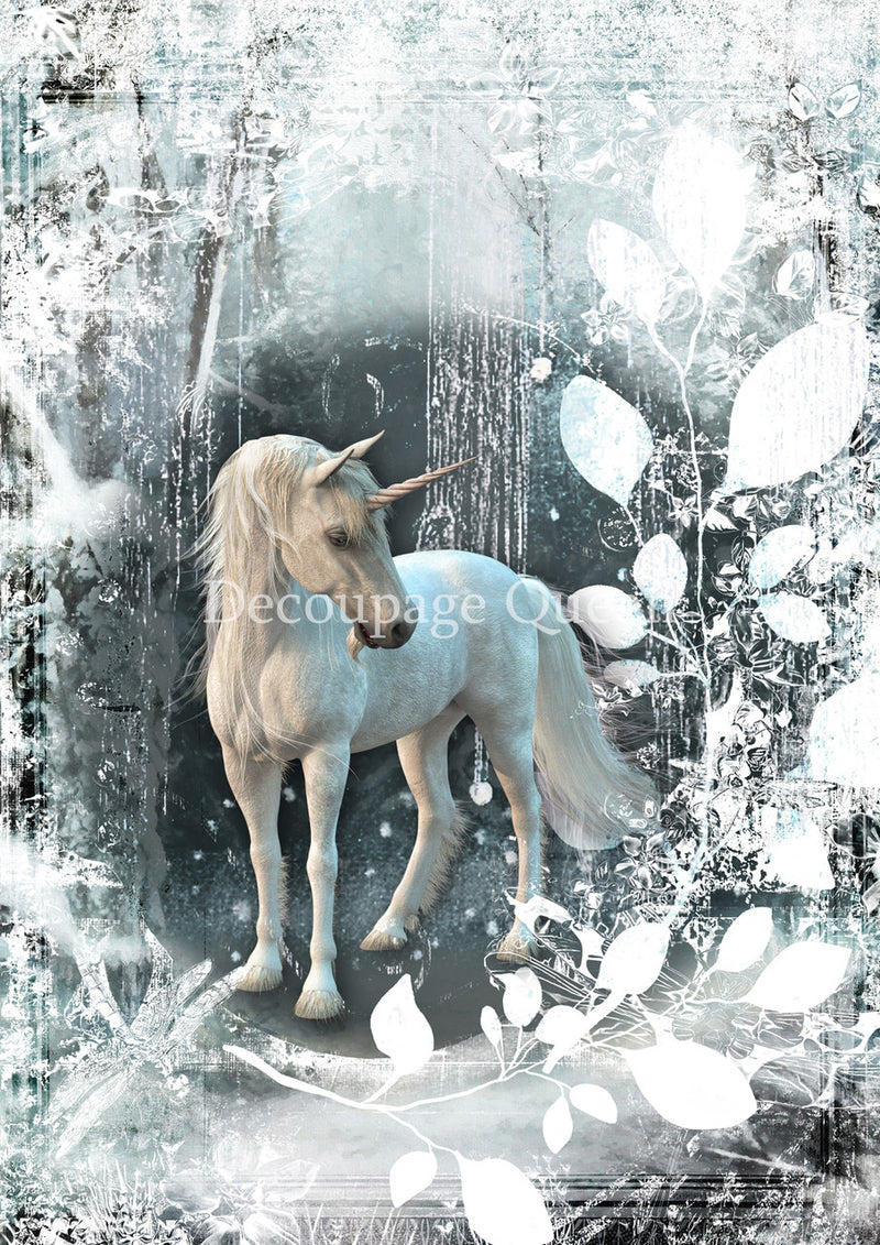 Decoupage Queen - Winter Unicorn Rice Paper