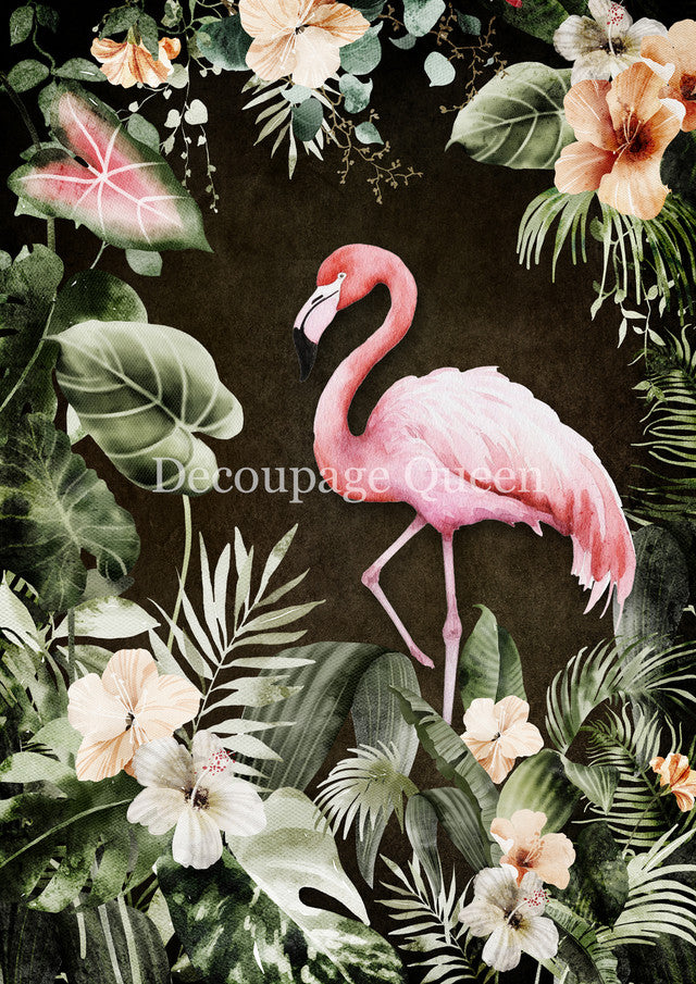 Decoupage Queen - Tropical Flamingo Rice Paper