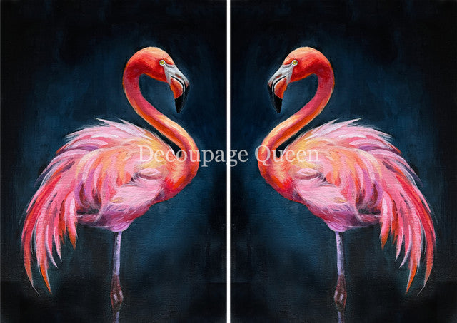 Decoupage Queen - Teresa Rene Art - Double Flamingo Rice Paper
