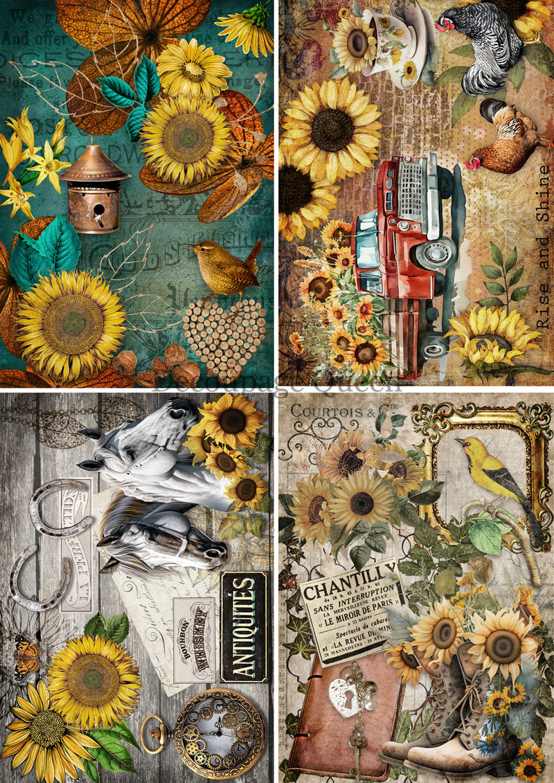 Decoupage Queen - Country Sunflowers Vellum Paper