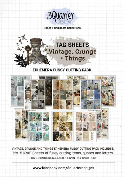 3Quarter Designs - Ephemera Fussy Cutting Pack - Vintage, Grunge + Things
