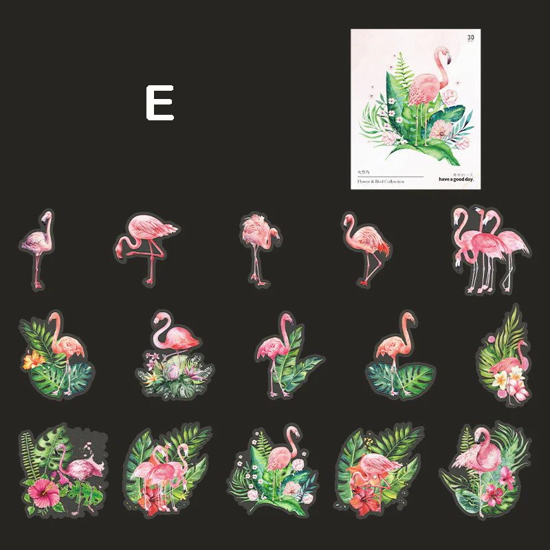 Flower and Birds Stickers