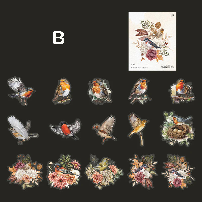 Flower and Birds Stickers