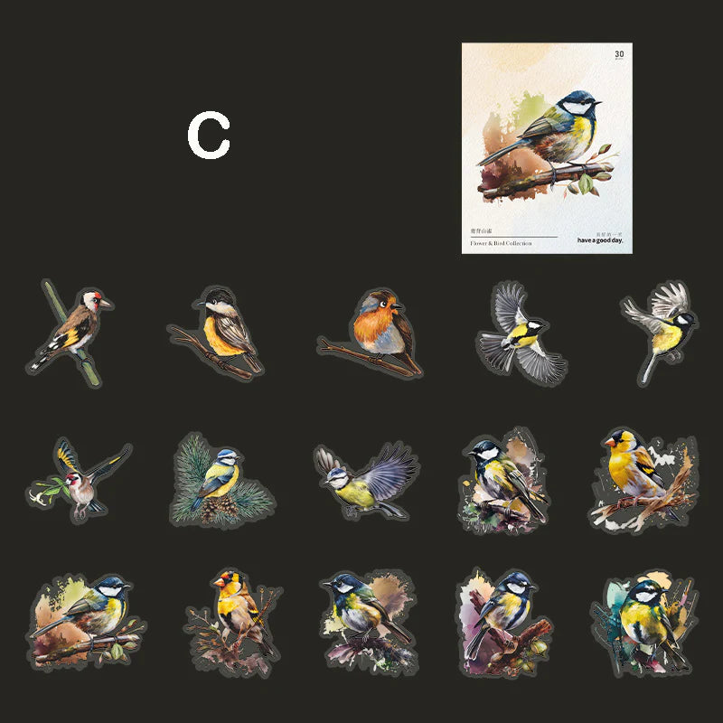 Flower and Birds Stickers