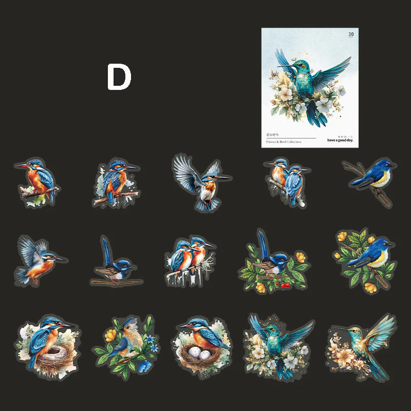 Flower and Birds Stickers