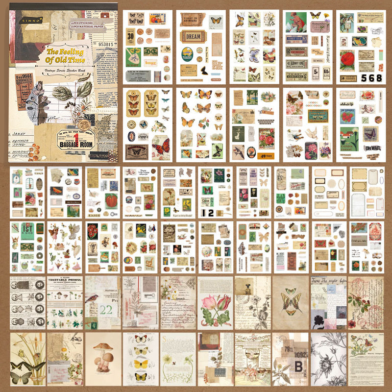 Vintage Scrapbooking Sticker Set Retro Journaling Supplies