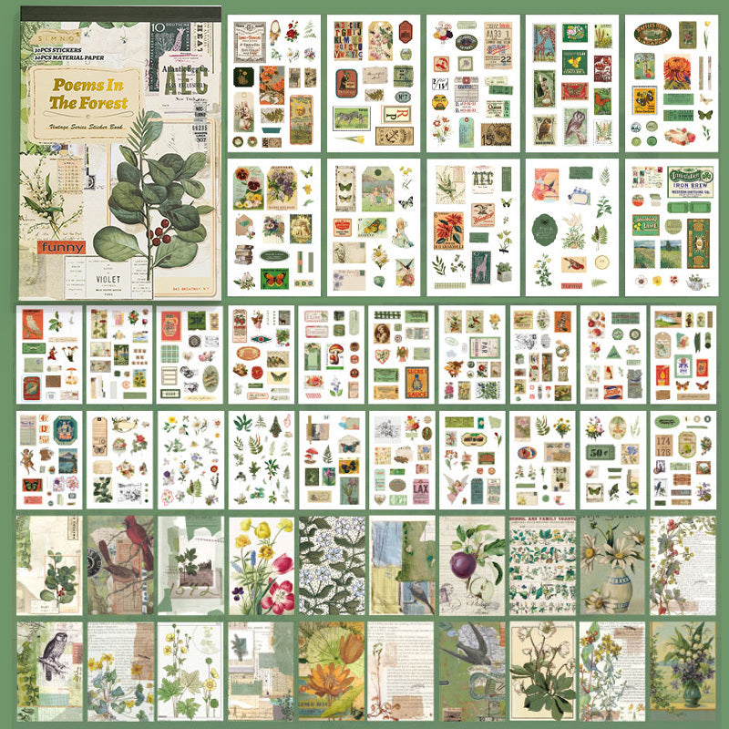 Vintage Scrapbooking Sticker Set Retro Journaling Supplies