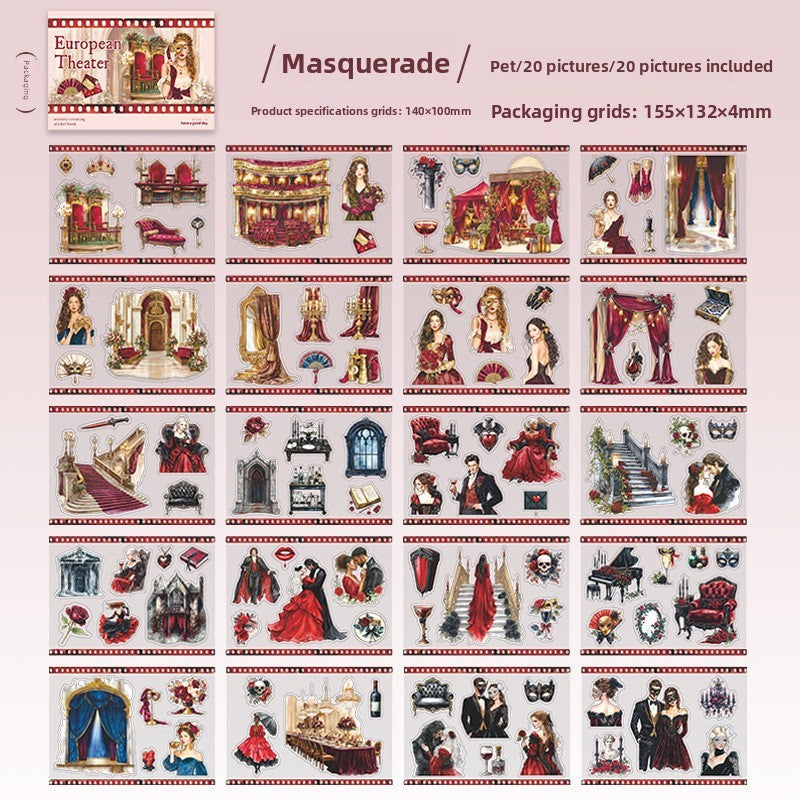 European Theater 20-piece PET Sticker Book