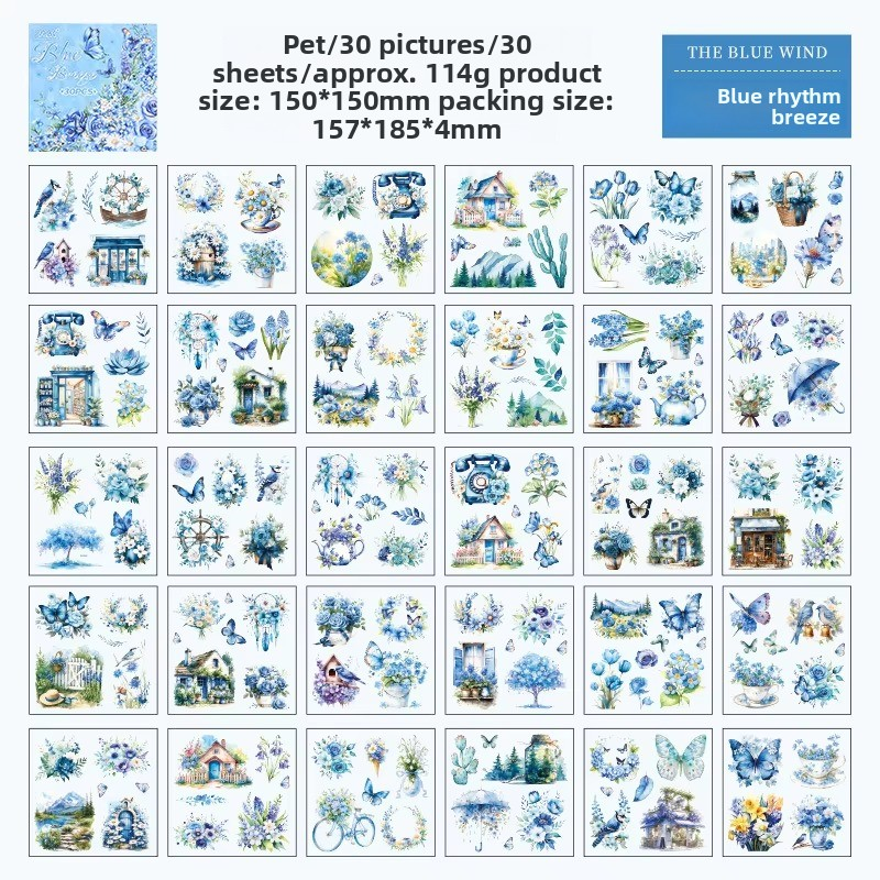 30 Sheets Waterproof Stickers for Scrapbooks, Planners & Journals
