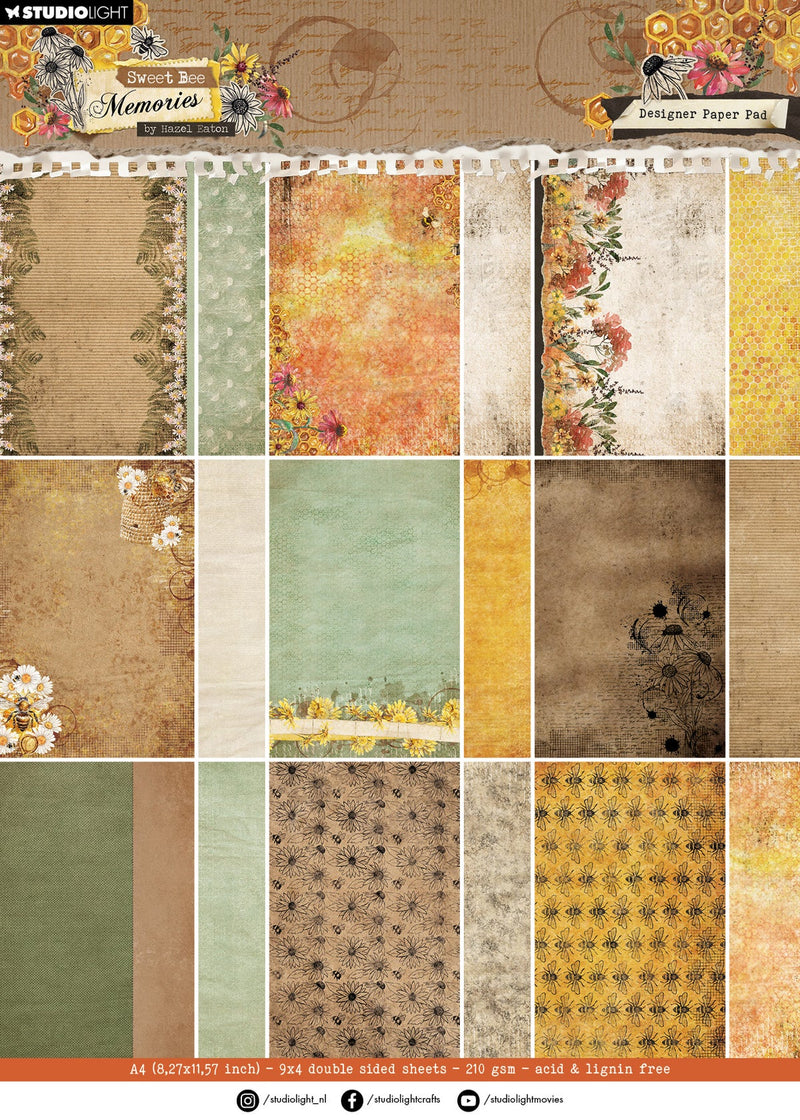 Studio Light - Sweet Bee Memories - A4 Design Paper Pad Background