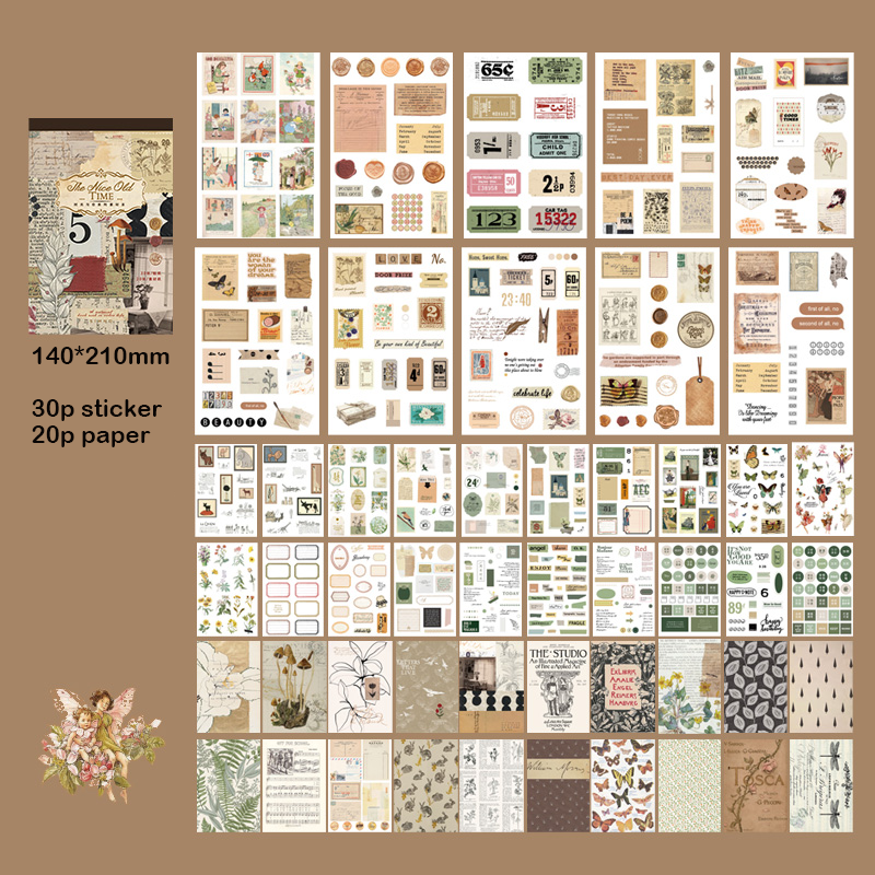 Vintage Scrapbooking Sticker Set Retro Journaling Supplies