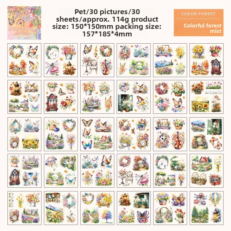 30 Sheets Waterproof Stickers for Scrapbooks, Planners & Journals