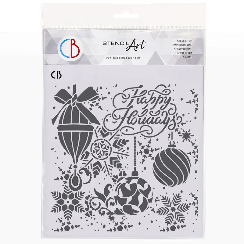 Ciao Bella - Texture Stencil 8"x8" Happy Holidays