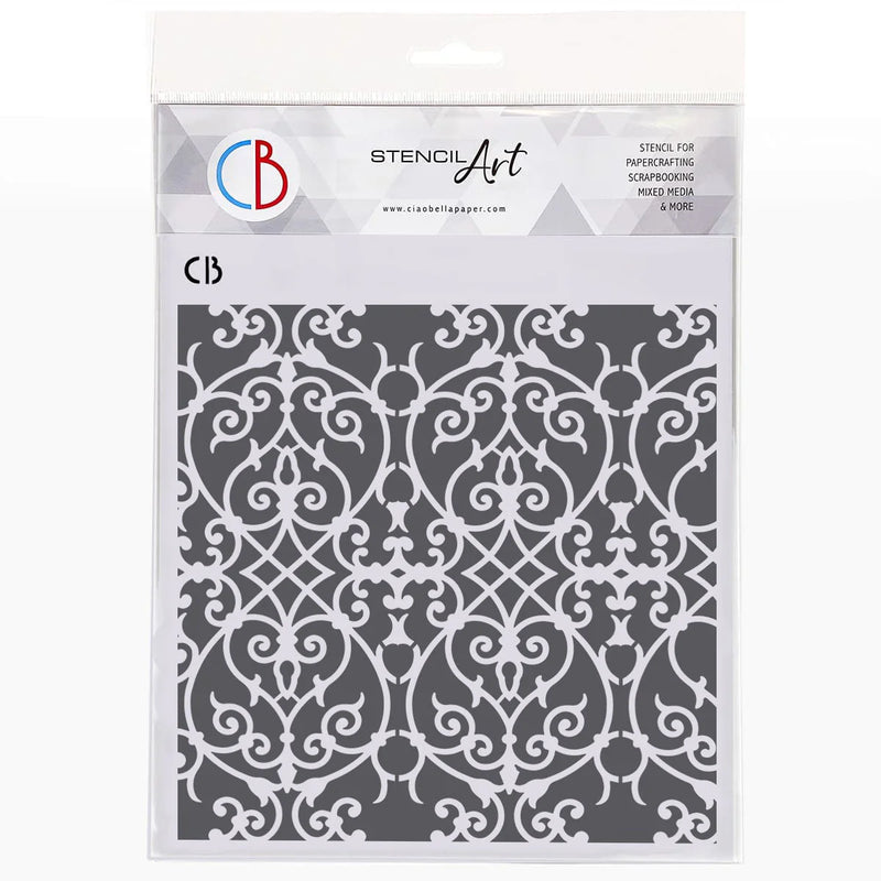 Ciao Bella - Texture Stencil 8"x8" Royal Flourish