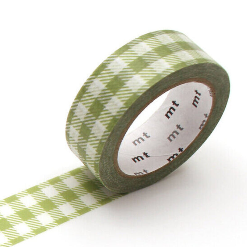 mt Tape - Stripe Checkered Light Moss Green