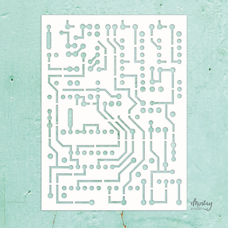 Mintay Papers - Kreativa - 6 x 8 Stencil - Circuit Board